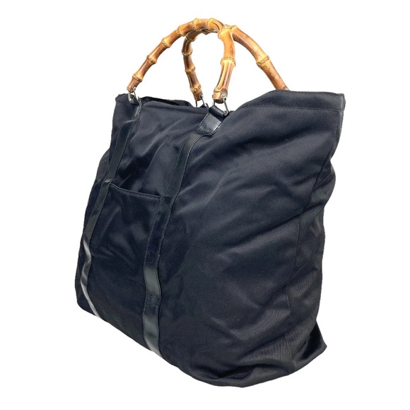 Gucci Bag Handbag tote Black Nylon Bamboo Authentic GUC - Picture 3 of 10